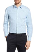 Men's Nordstrom Men's Shop Extra Trim Fit Check Dress Shirt 34/35 - Blue/green