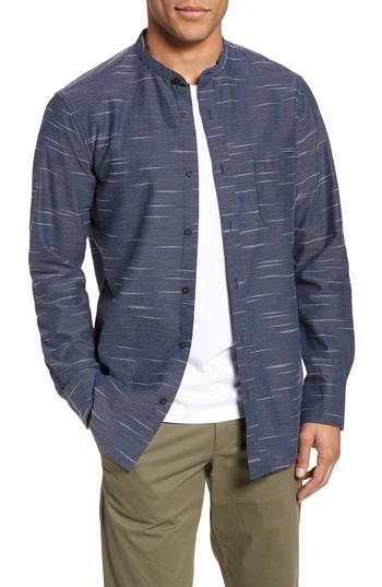 Men's 1901 Trim Fit Band Collar Dobby Sport Shirt - Blue