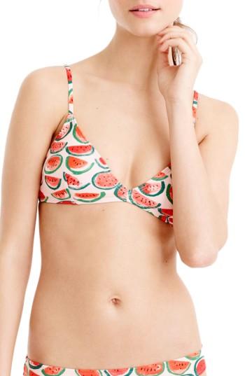 Women's J.crew Watermelon Print Bikini Top, Size - Red