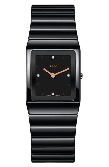 Women's Rado Ceramica Diamond Bracelet Watch, 22.9mm X 31.7mm