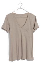 Women's Madewell Whisper Cotton V-neck Pocket Tee - Beige
