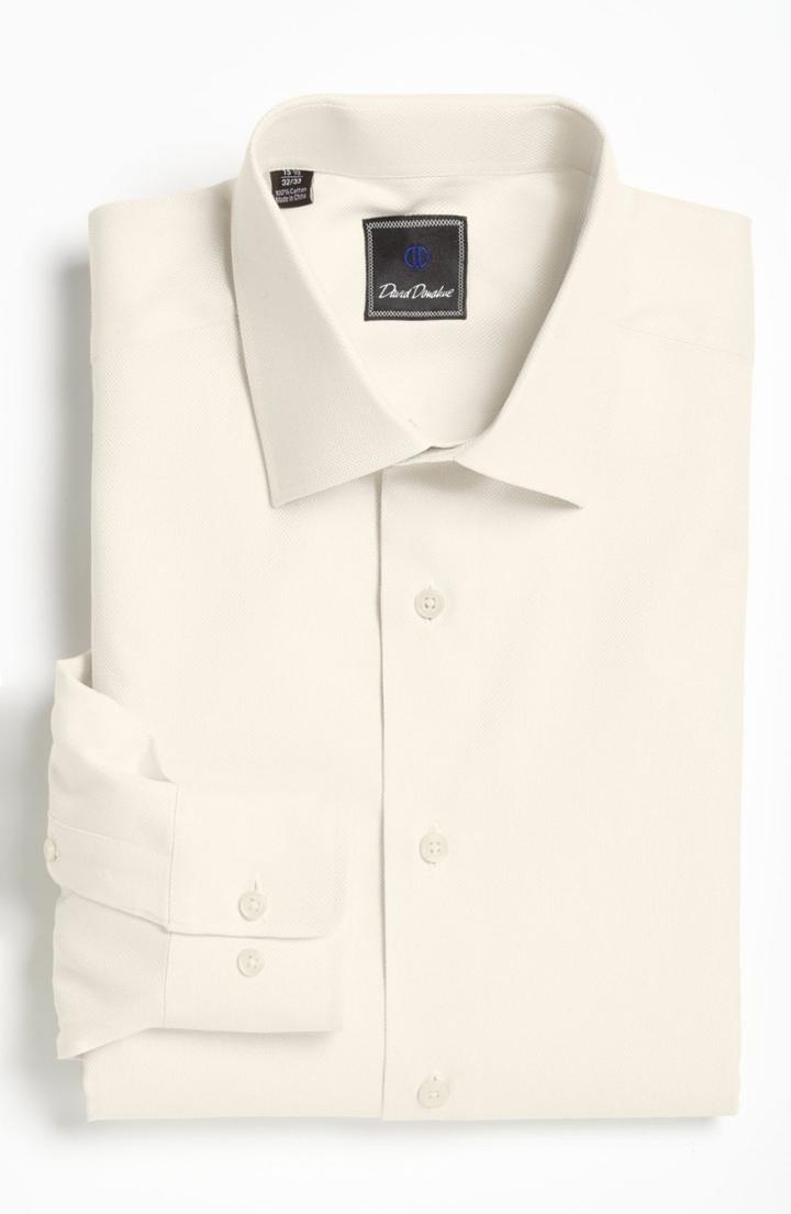 Men's David Donahue Regular Fit Oxford Dress Shirt - 34/35 - Ivory