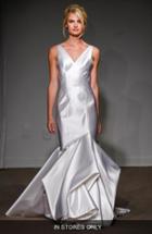 Women's Anna Maier Couture 'caterina' Duchess Satin V-neck Trumpet Gown