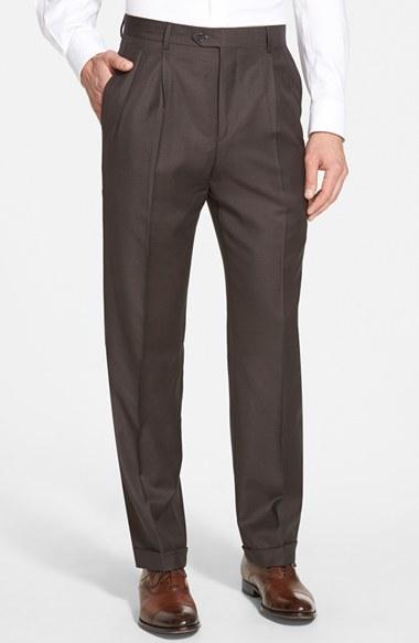Men's Santorelli 'luxury Serge' Double Pleated Wool Trousers