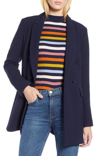 Women's Halogen X Atlantic-pacific Menswear Double Breasted Blazer - Blue