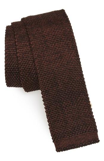 Men's Nordstrom Men's Shop Stuart Silk Knit Tie, Size - Brown