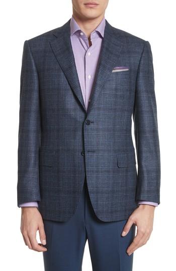 Men's Canali Classic Fit Plaid Wool & Cashmere Sport Coat Us / 48 Eu R - Blue