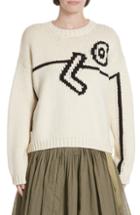 Women's Tory Burch Oversize Intarsia Sweater, Size /x-small - Ivory
