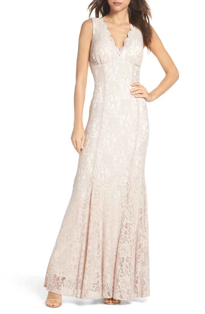 Women's Morgan & Co. Glitter Lace Trumpet Dress