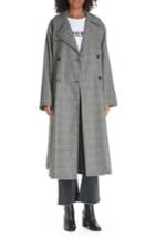 Women's Nili Lotan Topher Plaid Wool Blend Coat - Black