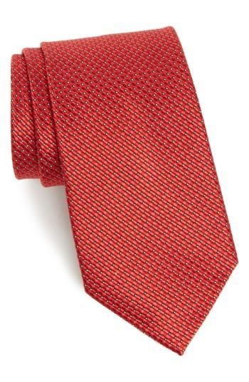 Men's Nordstrom Men's Shop Microgrid Silk Tie, Size - Red