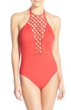 Women's Kenneth Cole New York 'sheer Satisfaction' One-piece Swimsuit - Red
