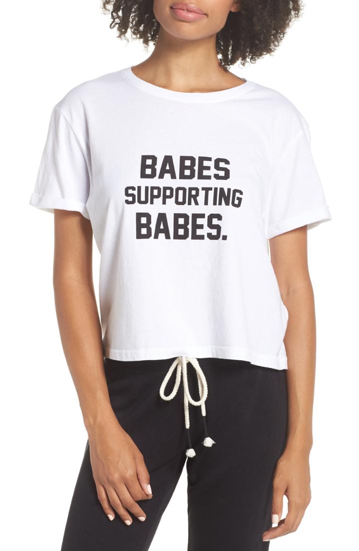 Women's Brunette The Label Babes Supporting Babes Crop Tee - White
