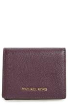 Women's Michael Michael Kors Mercer Leather Rfid Card Holder - Purple