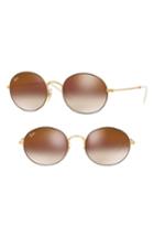 Women's Ray-ban Youngster 53mm Oval Sunglasses - Gold/ Brown Gradient Mirror