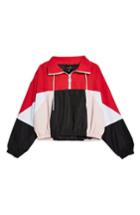 Women's Topshop Overhead Colorblock Windbreaker Jacket - Black