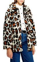 Women's Topshop Faux Fur Jacket Us (fits Like 6-8) - Brown