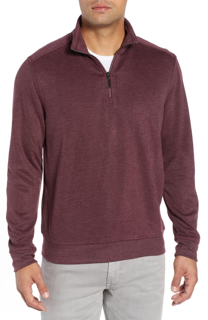 Men's Tommy Bahama Sideline Quarter Zip Pullover, Size - Purple