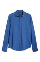 Men's Stone Rose Trim Fit Honeycomb Print Knit Sport Shirt, Size - Blue