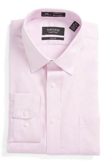 Men's Nordstrom Men's Shop Smartcare(tm) Trim Fit Stripe Dress Shirt .5 32/33 - Pink