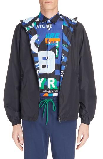 Men's Kenzo Reversible Hooded Windbreaker - Black