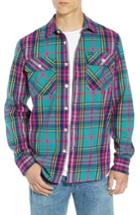 Men's Obey Nelson Plaid Flannel Shirt - Green
