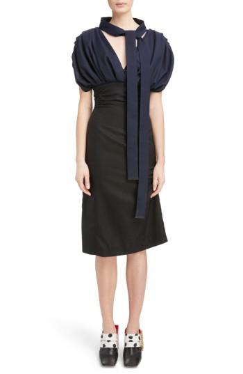Women's Jacquemus Ruched Tie Neck Dress Us / 34 Fr - Black