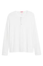 Men's Stone Rose Trim Fit Henley - White