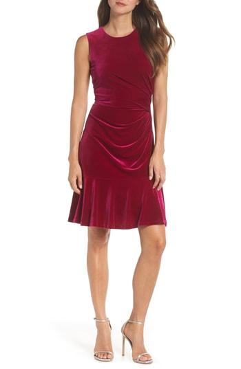 Women's Eliza J Draped Velvet Sheath Dress - Pink