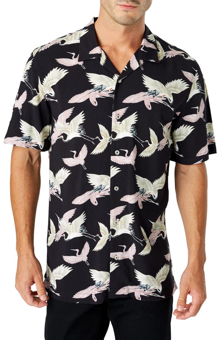 Men's 7 Diamonds Jade Palace Slim Fit Camp Shirt - Black
