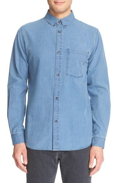 Men's A.p.c. 'clift' Long Sleeve Chambray Shirt