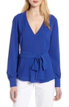 Petite Women's Halogen Faux Wrap Top P - Blue