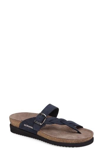 Women's Mephisto 'helen Twist' Nubuck Leather Sandal M - Blue