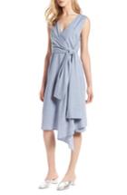 Women's Halogen Tie Front Chambray Linen Blend Dress - Blue
