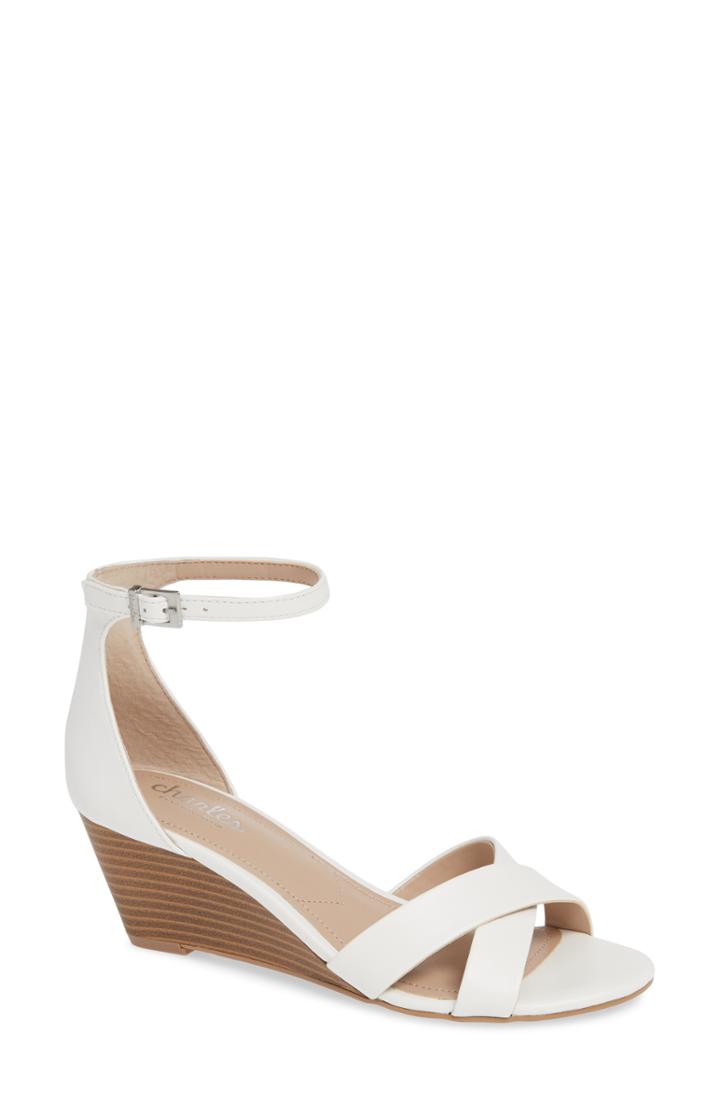 Women's Charles By Charles David Griffin Ankle Strap Wedge M - White