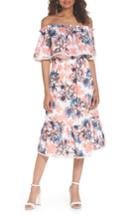 Women's Fraiche By J Off The Shoulder Tiered Midi Dress - Pink