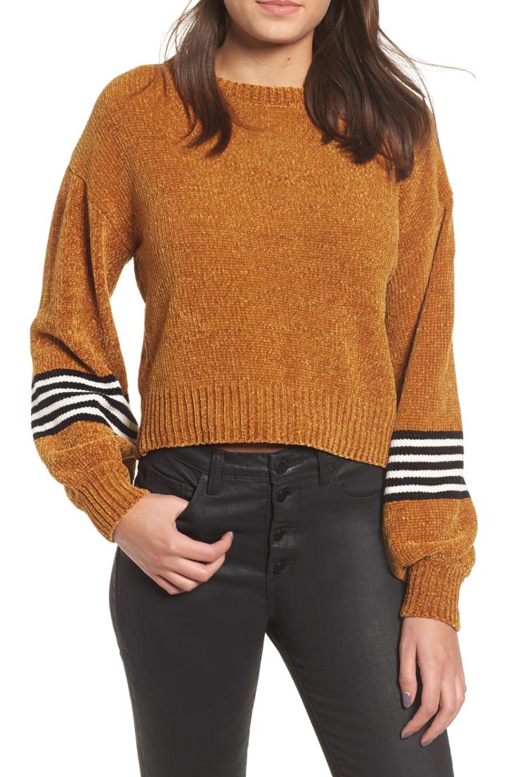 Women's Ten Sixty Sherman Stripe Sleeve Chenille Sweater