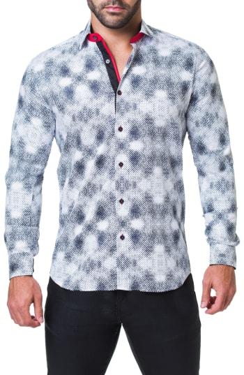 Men's Maceoo Fibonacci Aztec Trim Fit Sport Shirt (s) - White