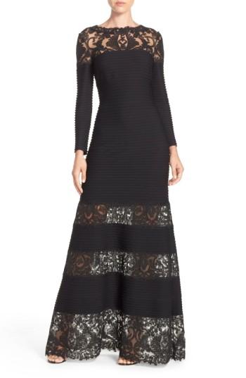 Women's Tadashi Shoji Jacky Illusion Gown - Black