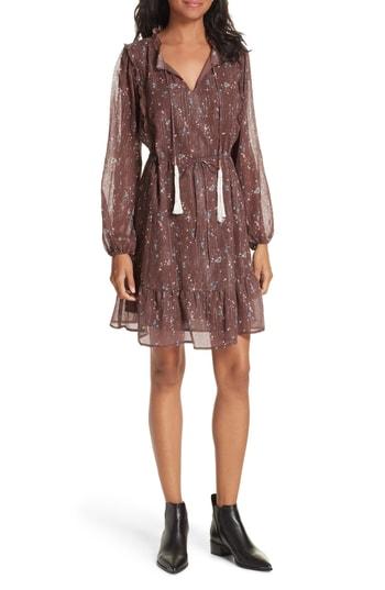 Women's Dolan Ruffled Drawstring Waist Dress - Burgundy
