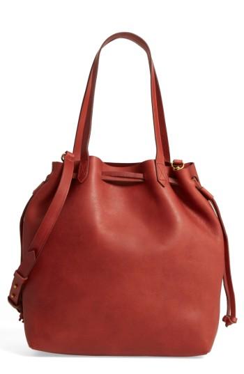Women's Madewell Medium Transport Leather Bucket Bag - Brown