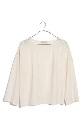 Women's Madewell Button Shoulder Crepe Top - White