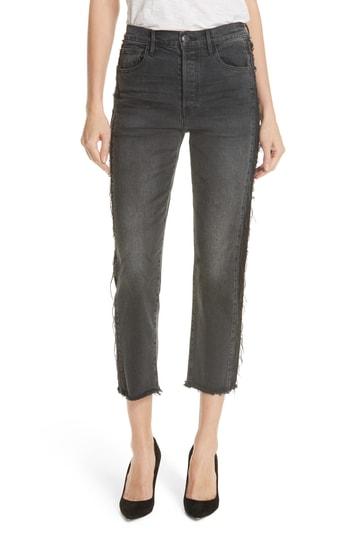 Women's 3x1 Nyc W3 Cora Side Fray Crop Straight Leg Jeans - Black