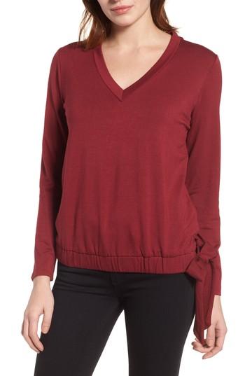 Women's Halogen Side Tie Top - Burgundy