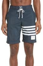 Men's Thom Browne 4-bar Print Tech Board Shorts - Blue