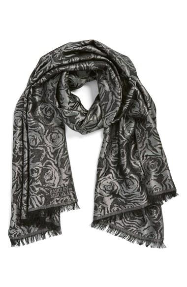 Women's Badgley Mischka Floral Jacquard Scarf, Size - Black