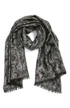 Women's Badgley Mischka Floral Jacquard Scarf, Size - Black