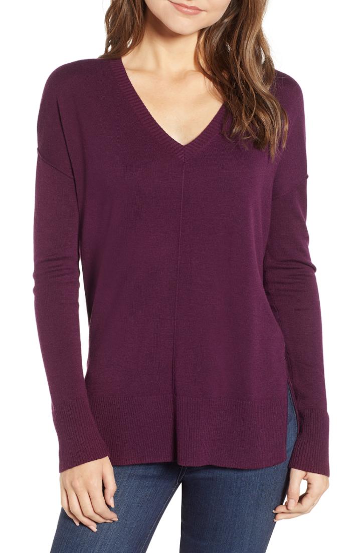 Women's Trouve Side Slit Sweater - Purple