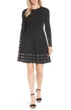 Women's Michael Michael Kors Grommet Trim Fit & Flare Dress - Black