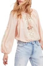 Women's Free People Shimla Embroidered Blouse - Coral